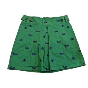 Libertine for Target Mini 5 Green Whale‎ Skull Embroidered Preppy Goth Skort